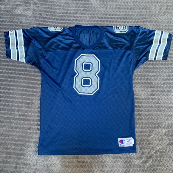 Champion Jersey Troy Aikman Dallas Cowboys Men’s Size 48 Blue NFL Football VTG - Picture 2 of 11